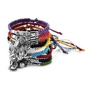 Braided Cord Charmed Adjustable Bracelets